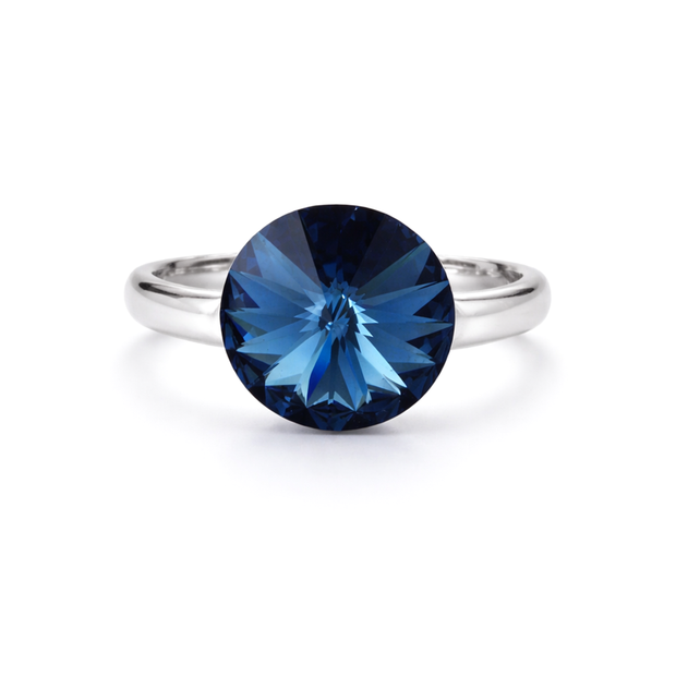 Deep Blue Sapphire Rivoli Solitaire Ring