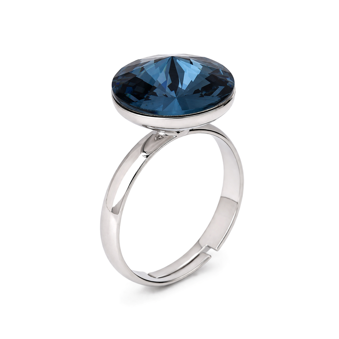 Deep Blue Sapphire Rivoli Solitaire Ring