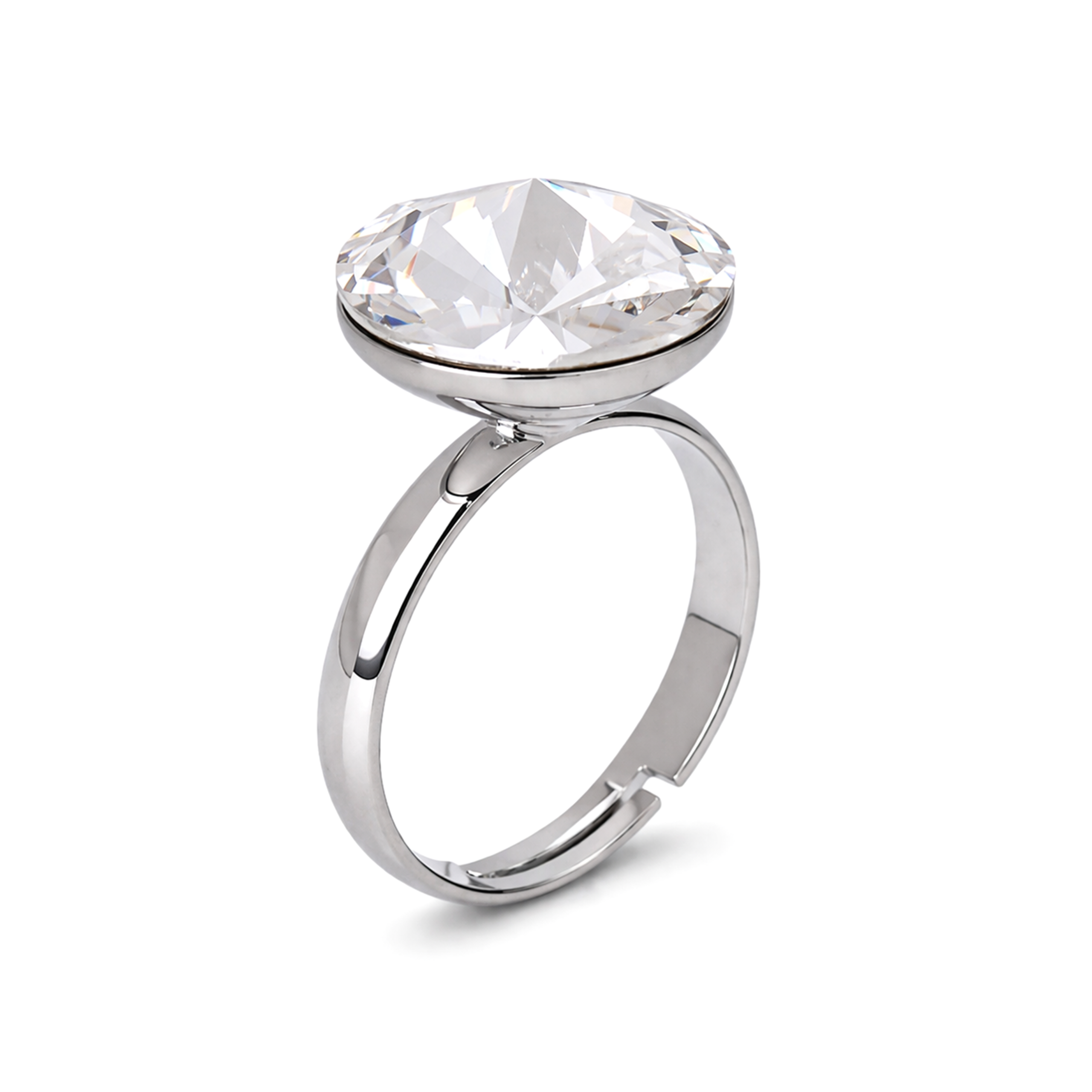Crystal Clear Rivoli Diamond-Look Solitaire Ring