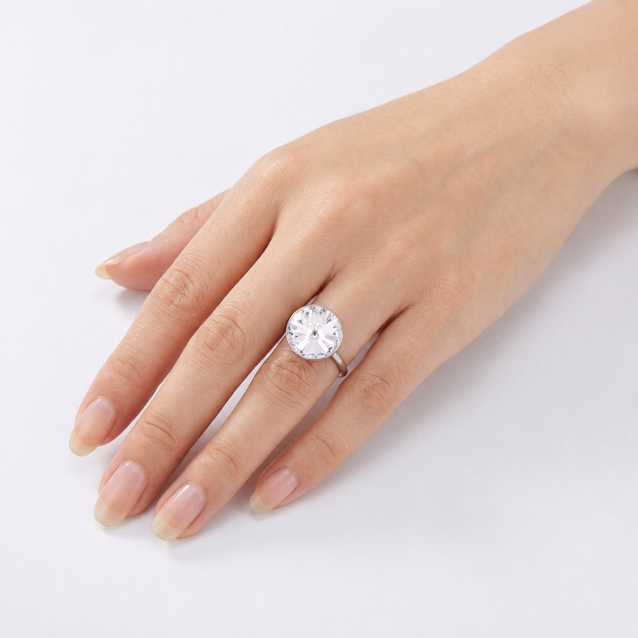 Crystal Clear Rivoli Diamond-Look Solitaire Ring