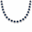 Deep Blue Sapphire-Tone Halo Tennis Necklace Set - Deep Blue