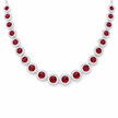 Deep Blue Sapphire-Tone Halo Tennis Necklace Set - Ruby Pink