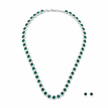 Emerald Green Round-Cut Halo Tennis Necklace Set