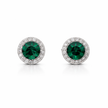 Emerald Green Round-Cut Halo Tennis Necklace Set