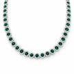 Emerald Green Round-Cut Halo Tennis Necklace Set