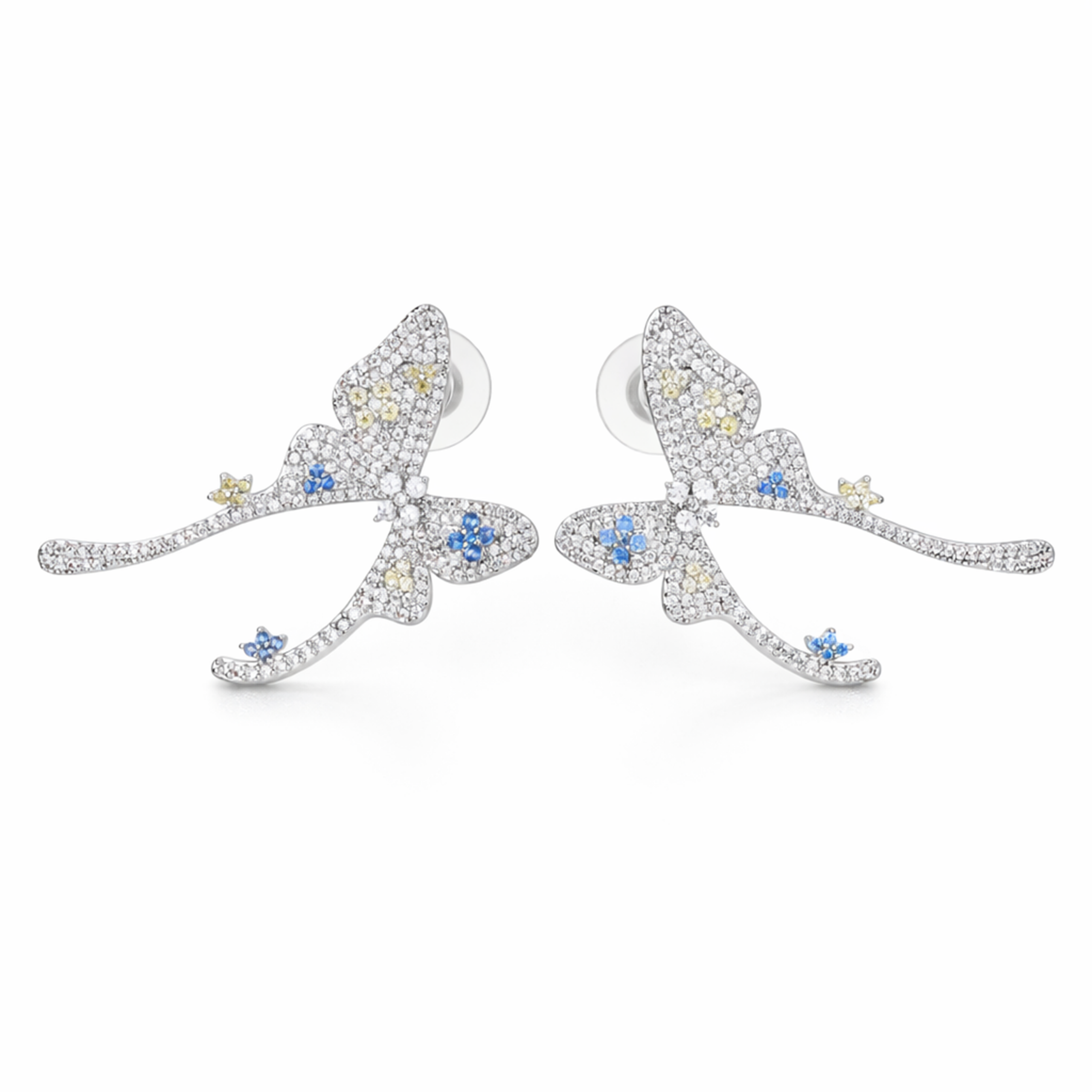 Multi-Color Crystal Butterfly Statement Necklace Set