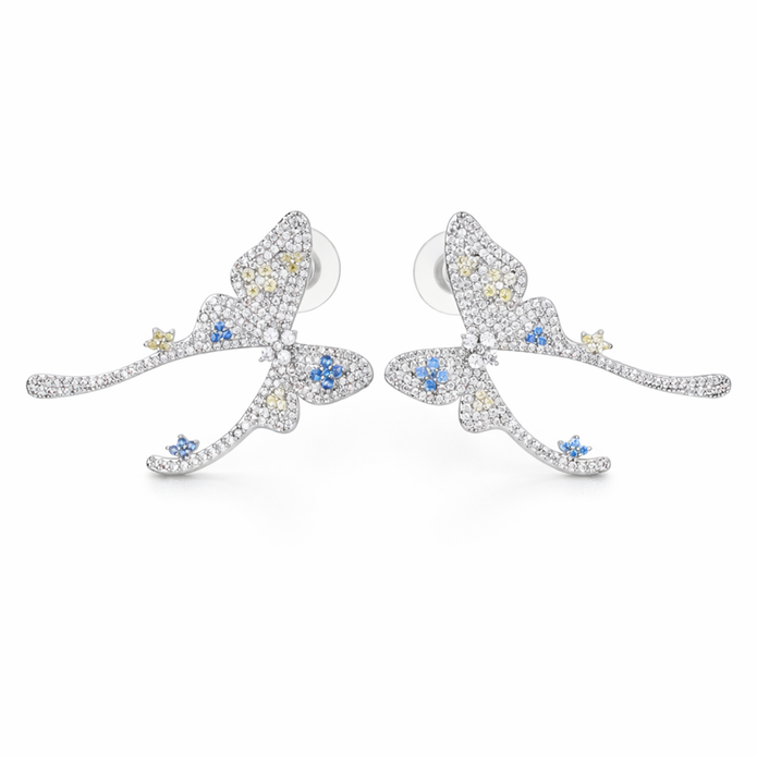 Multi-Color Crystal Butterfly Statement Necklace Set