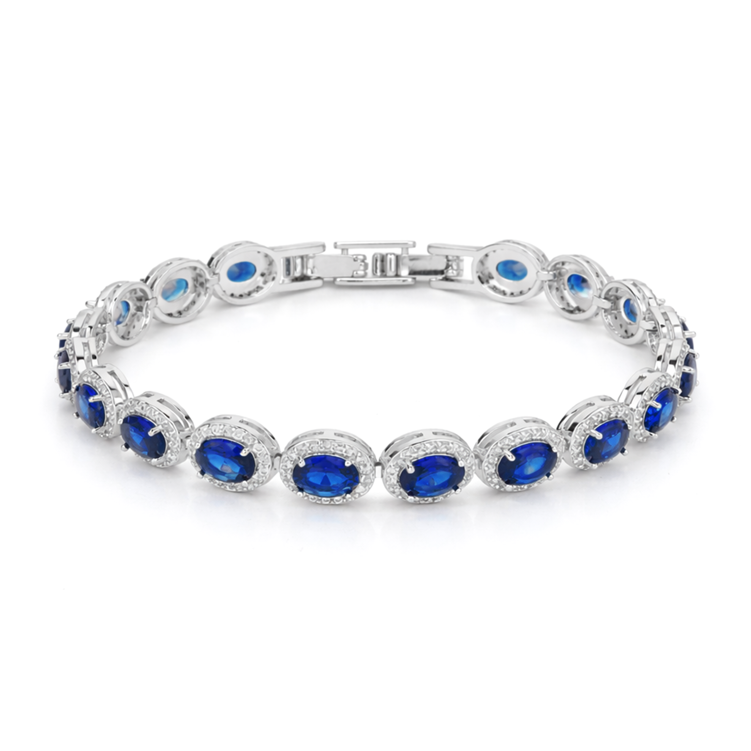 Sapphire Blue Oval Tennis Bracelet