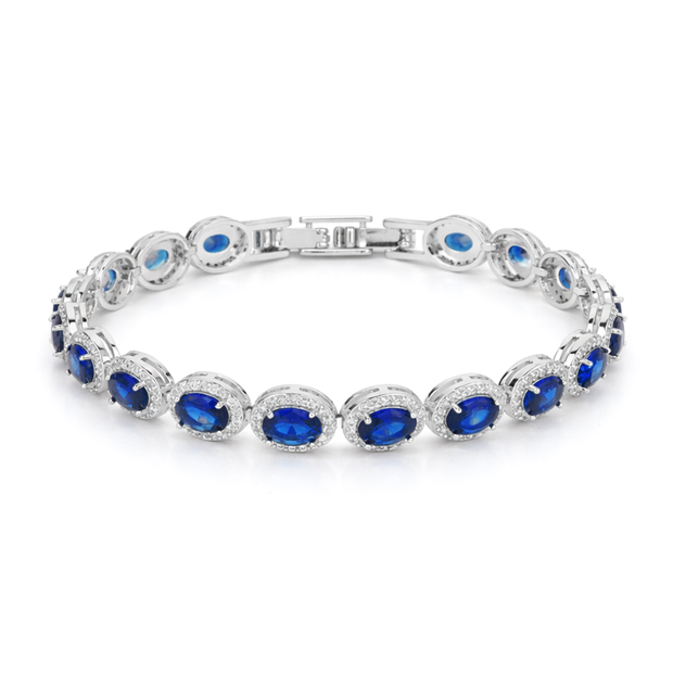 Sapphire Blue Oval Tennis Bracelet