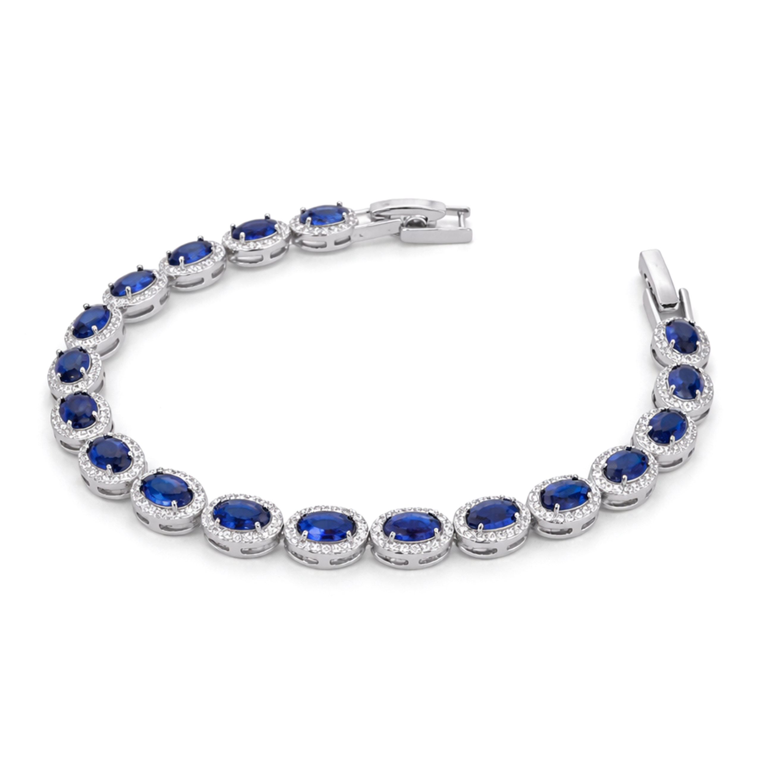 Sapphire Blue Oval Tennis Bracelet