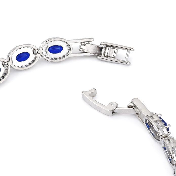 Sapphire Blue Oval Tennis Bracelet