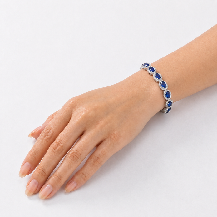 Sapphire Blue Oval Tennis Bracelet