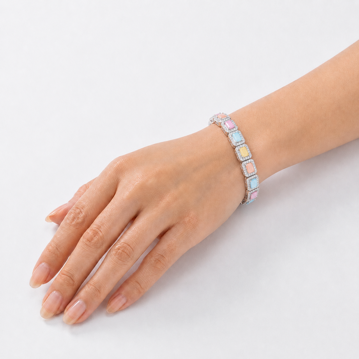Iridescent Opal Pearl Tennis Bracelet