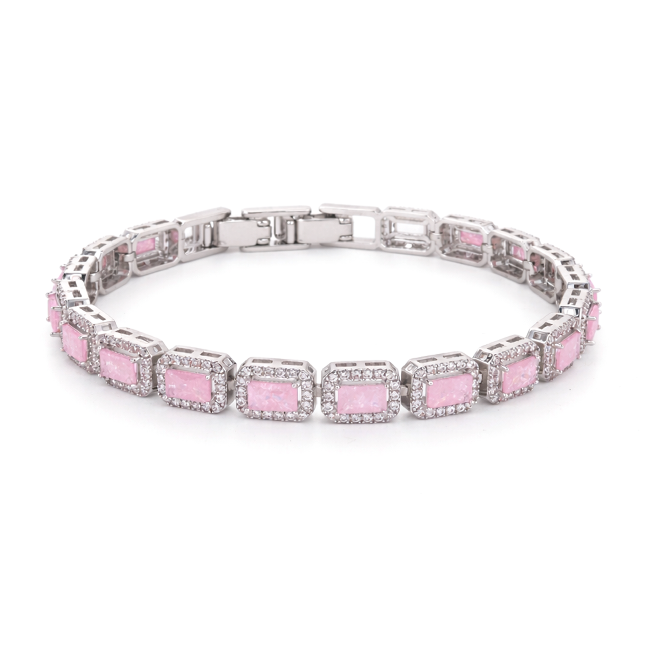 Blush Pink Baguette Tennis Bracelet