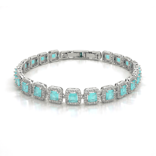 Aqua Blue Oval Tennis Bracelet