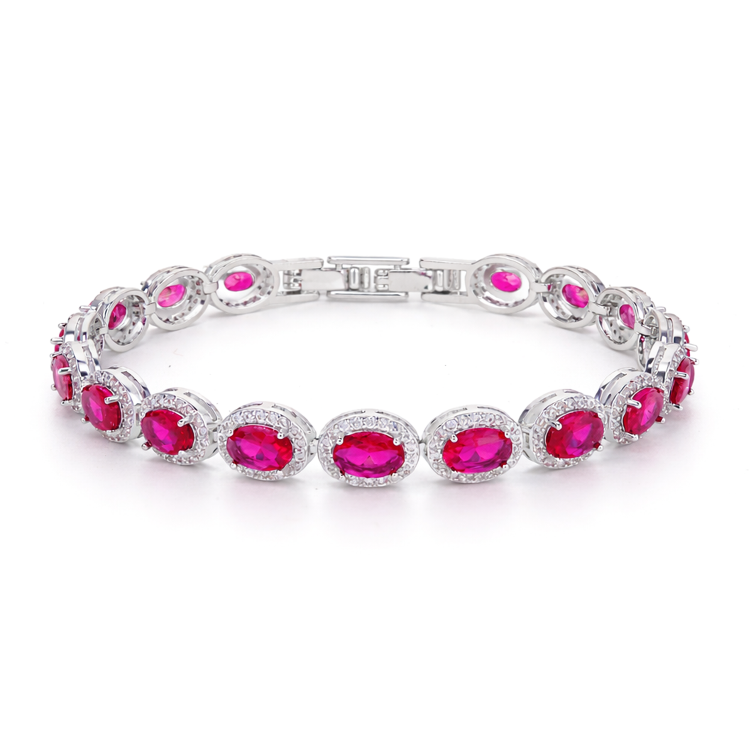 Ruby Pink Oval Tennis Bracelet