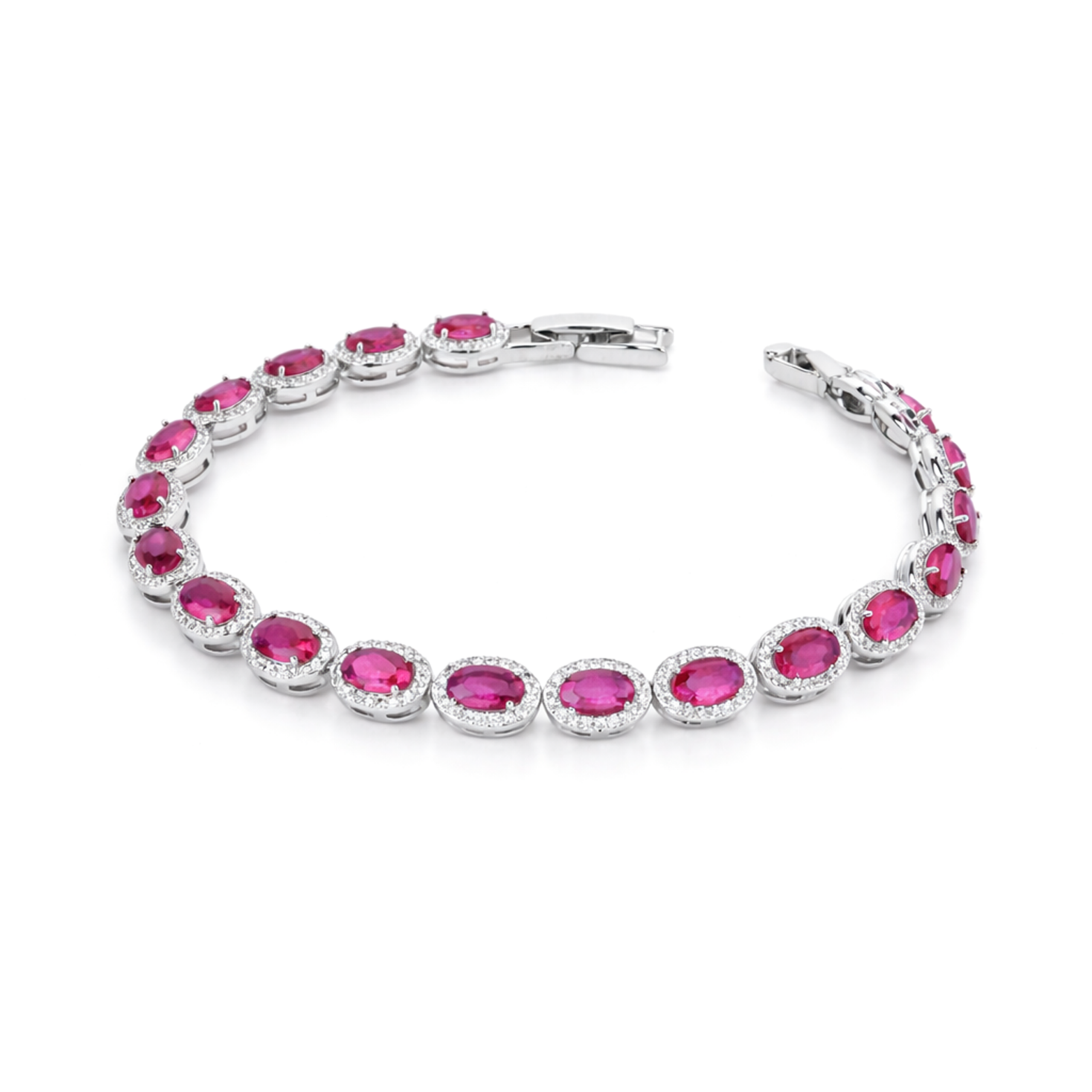 Ruby Pink Oval Tennis Bracelet