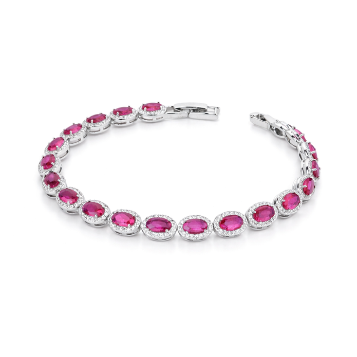 Ruby Pink Oval Tennis Bracelet