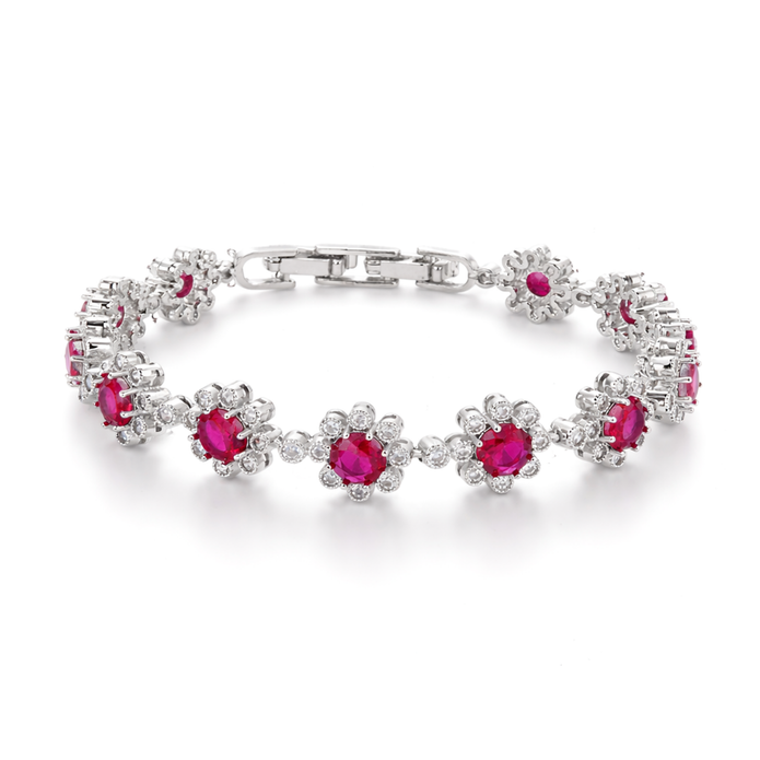 Rose Pink Halo Tennis Bracelet