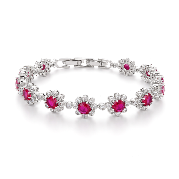 Rose Pink Halo Tennis Bracelet