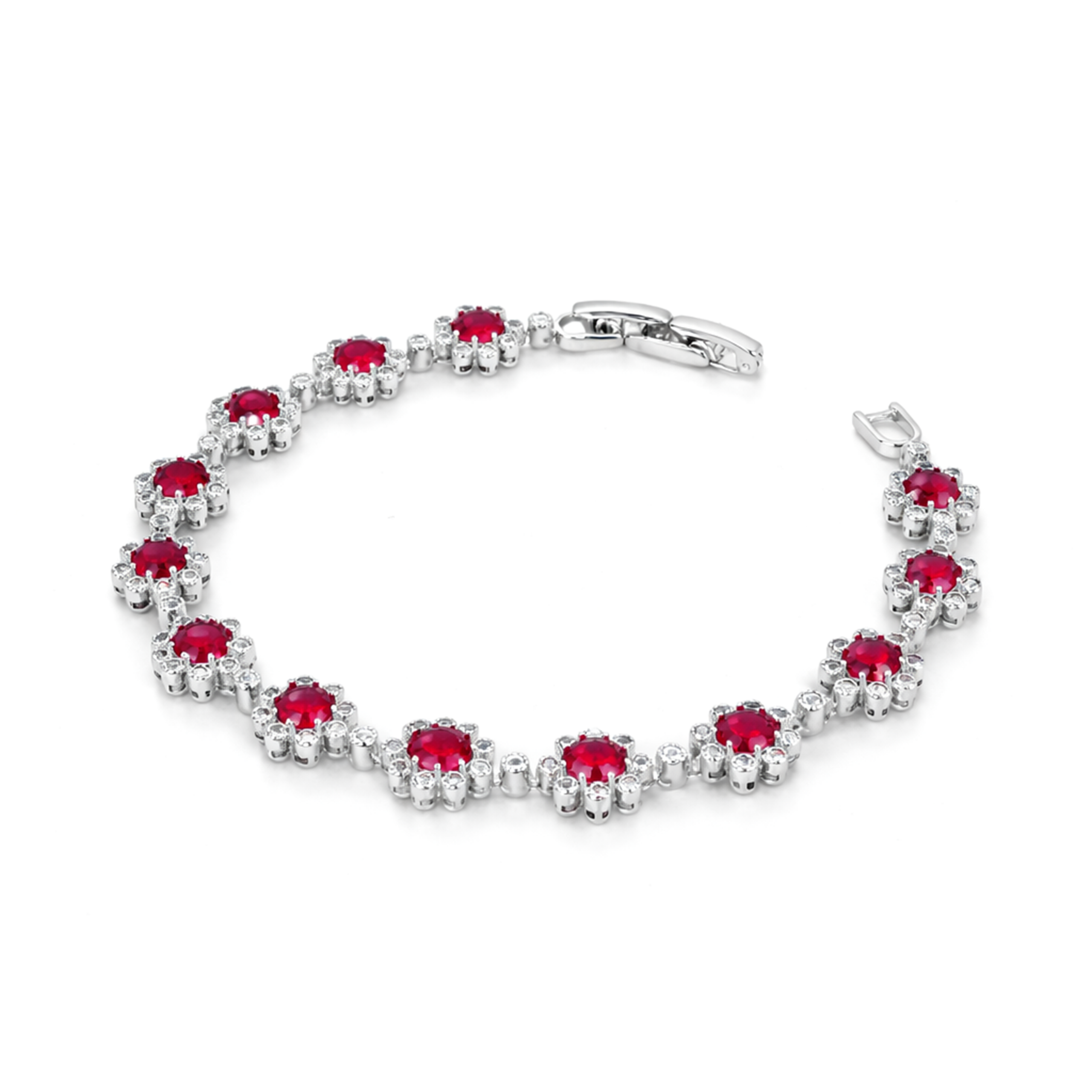 Rose Pink Halo Tennis Bracelet