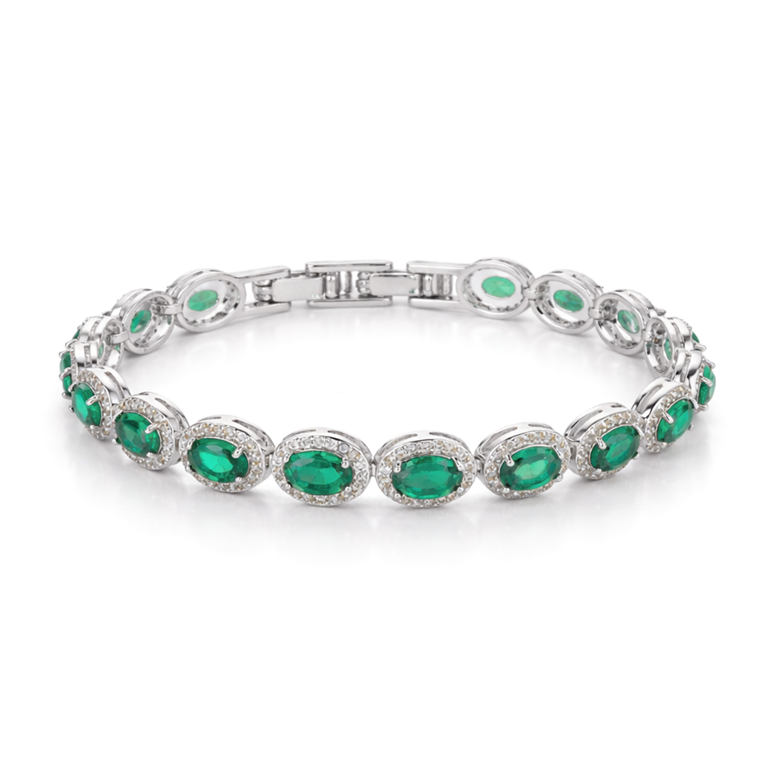 Emerald Green Oval Tennis Bracelet