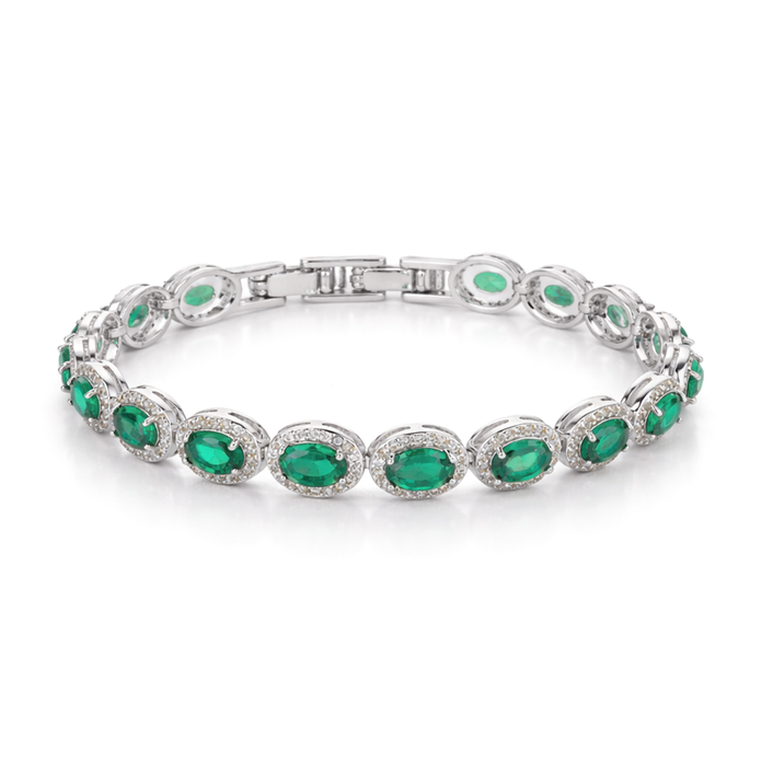 Emerald Green Oval Tennis Bracelet