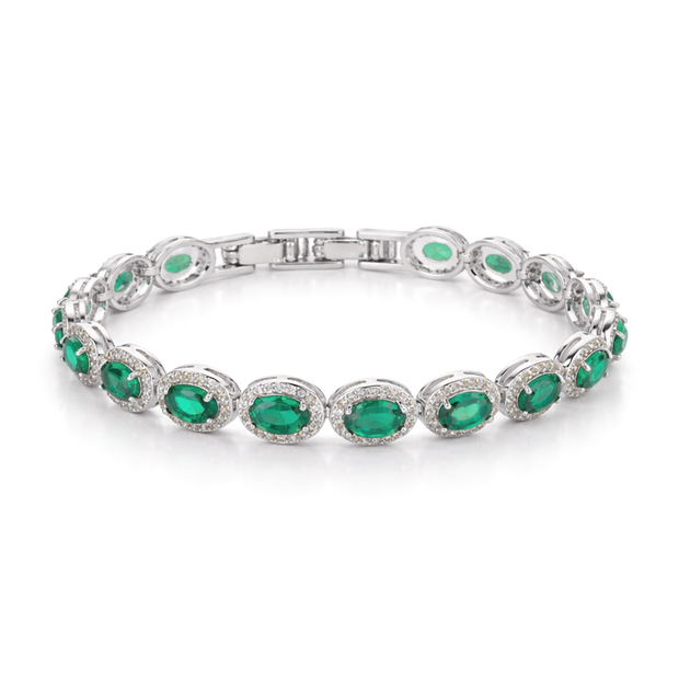 Emerald Green Oval Tennis Bracelet