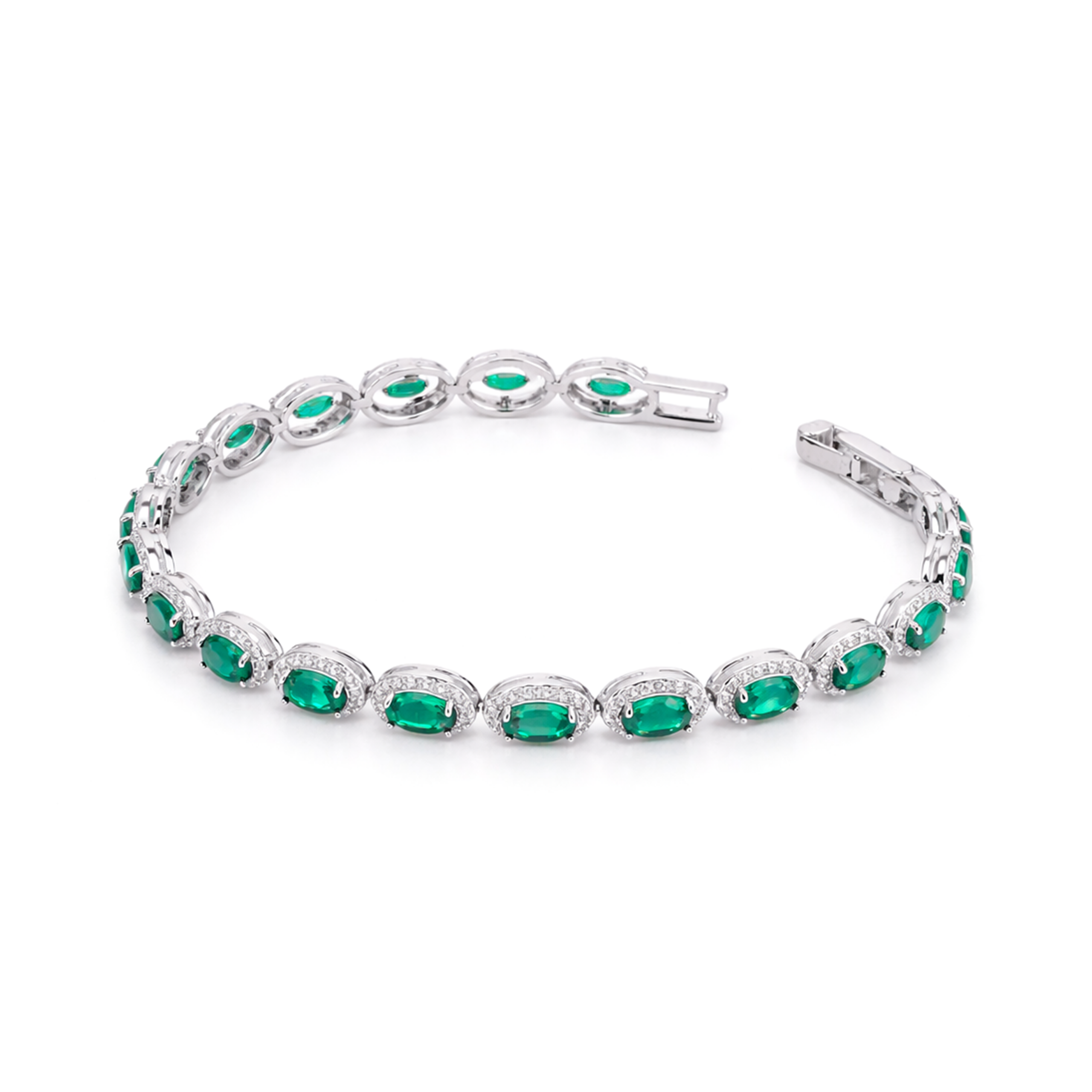 Emerald Green Oval Tennis Bracelet