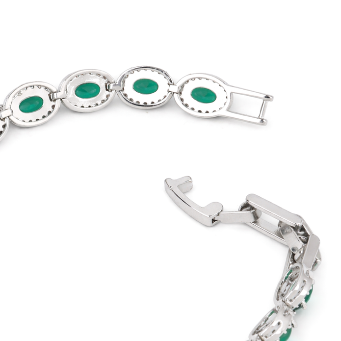 Emerald Green Oval Tennis Bracelet