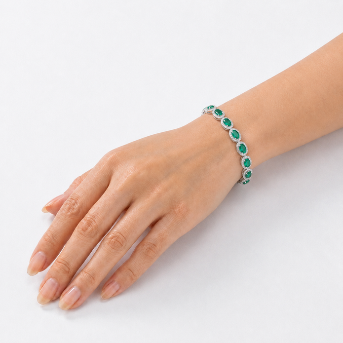 Emerald Green Oval Tennis Bracelet