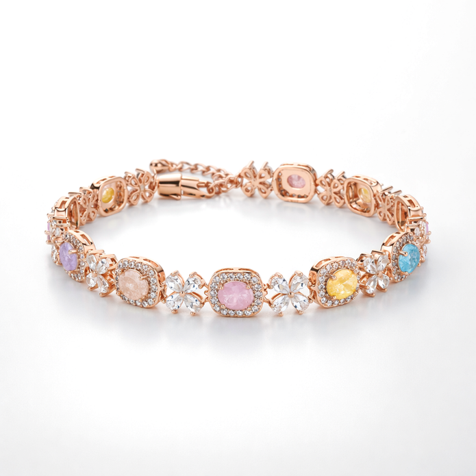 Rose Gold & Rose Pink Tennis Bracelet