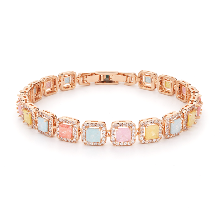 Pastel Rainbow Cushion Tennis Bracelet
