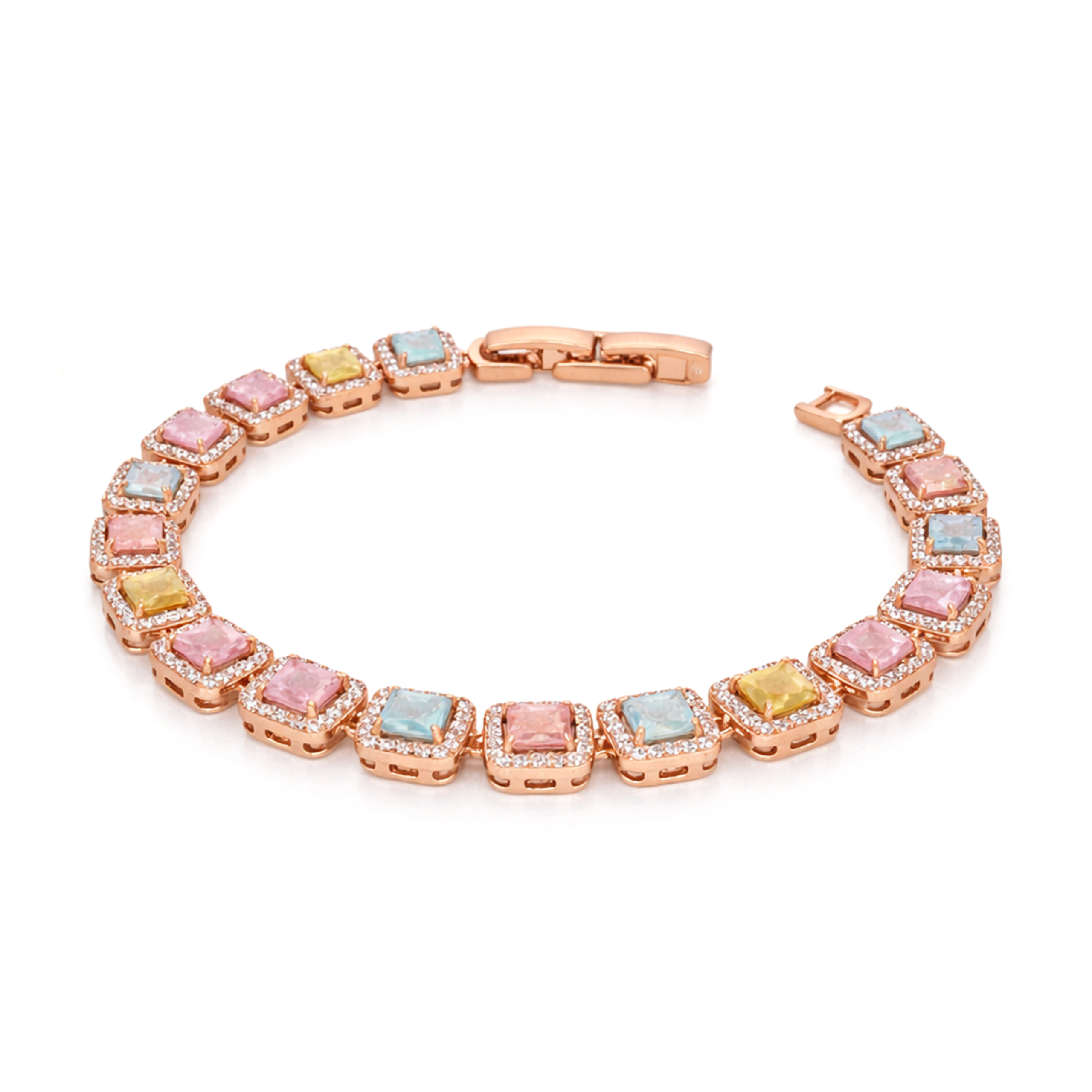Pastel Rainbow Cushion Tennis Bracelet