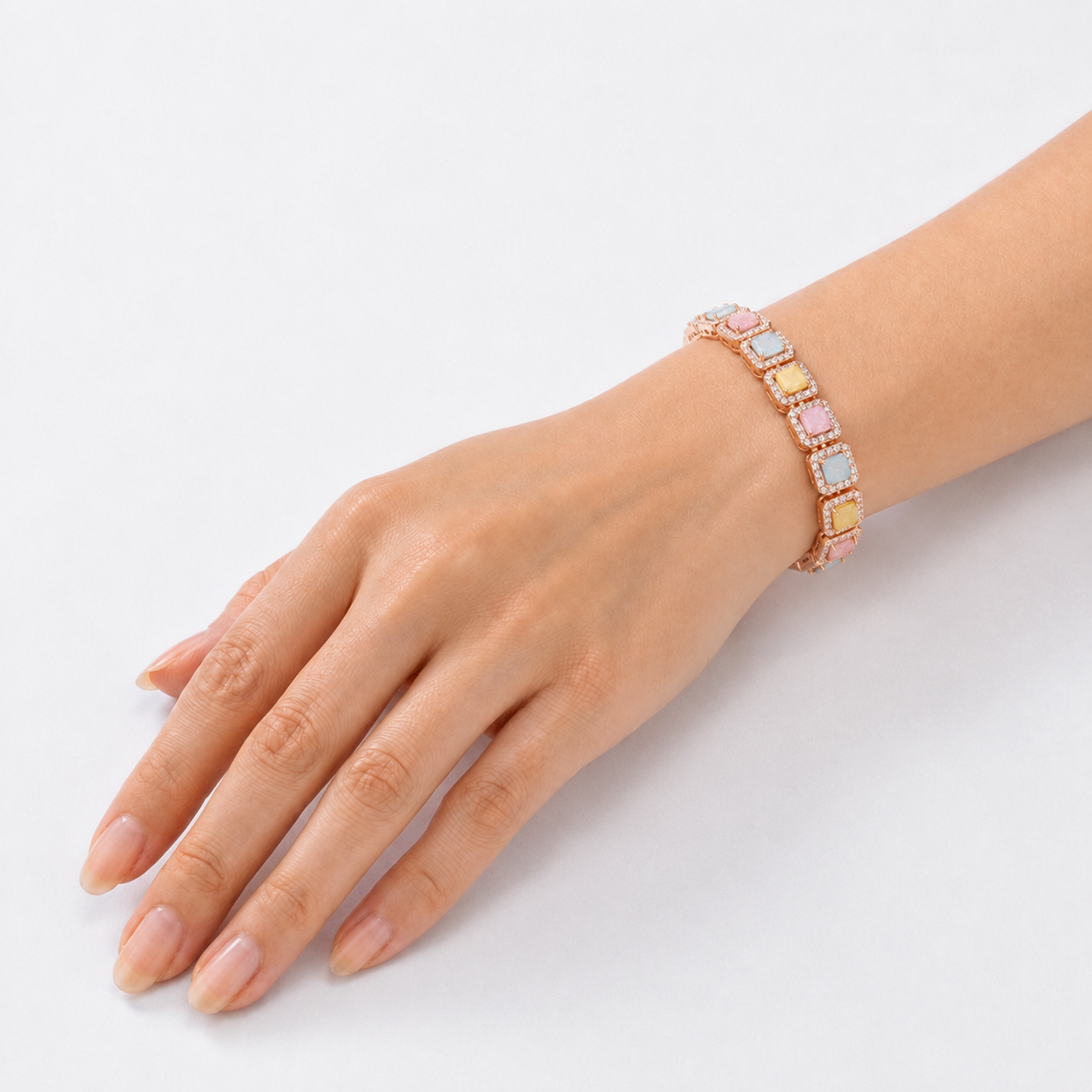 Pastel Rainbow Cushion Tennis Bracelet