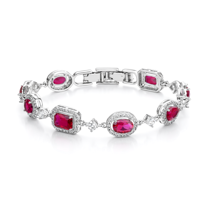 Ruby Red Oval Tennis Bracelet