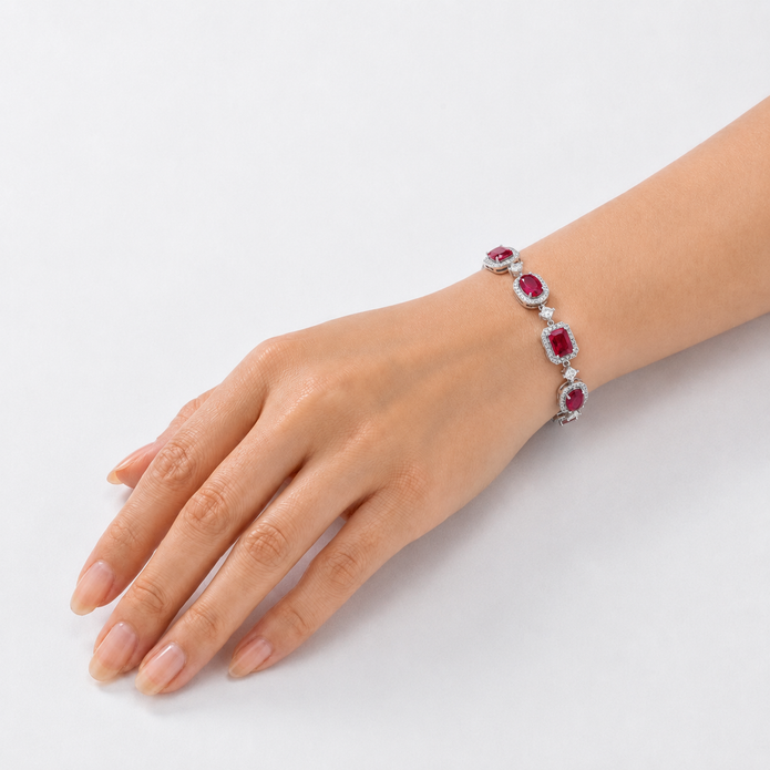 Ruby Red Oval Tennis Bracelet