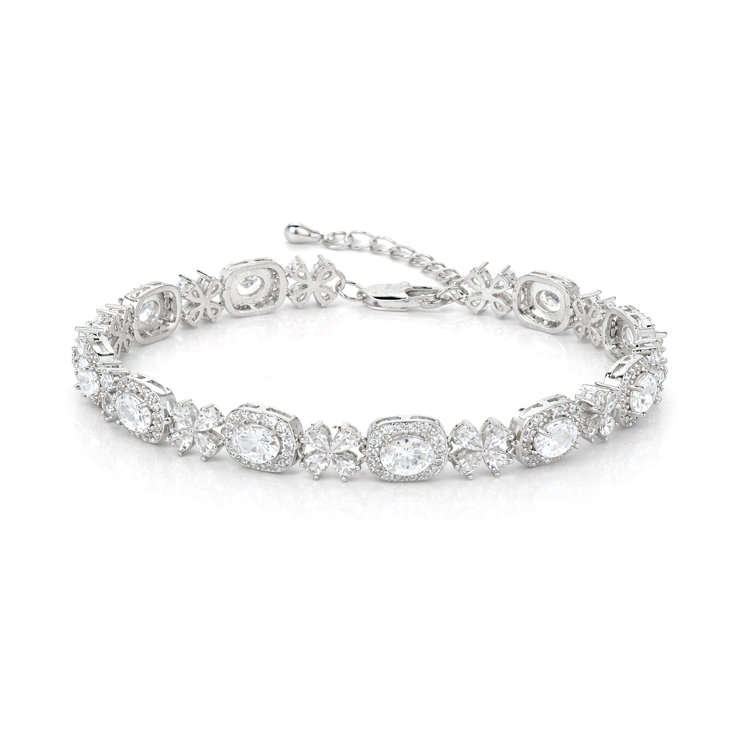 Crystal Oval Halo Tennis Bracelet