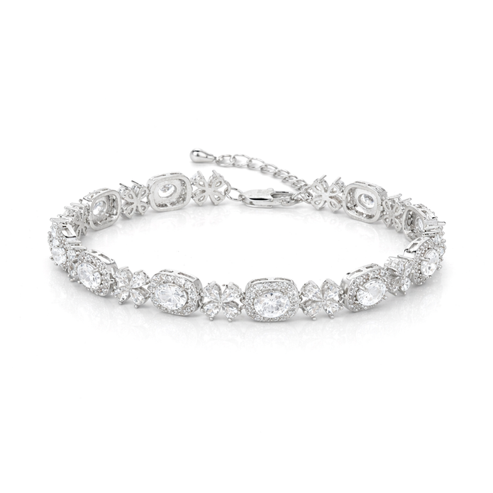 Crystal Oval Halo Tennis Bracelet