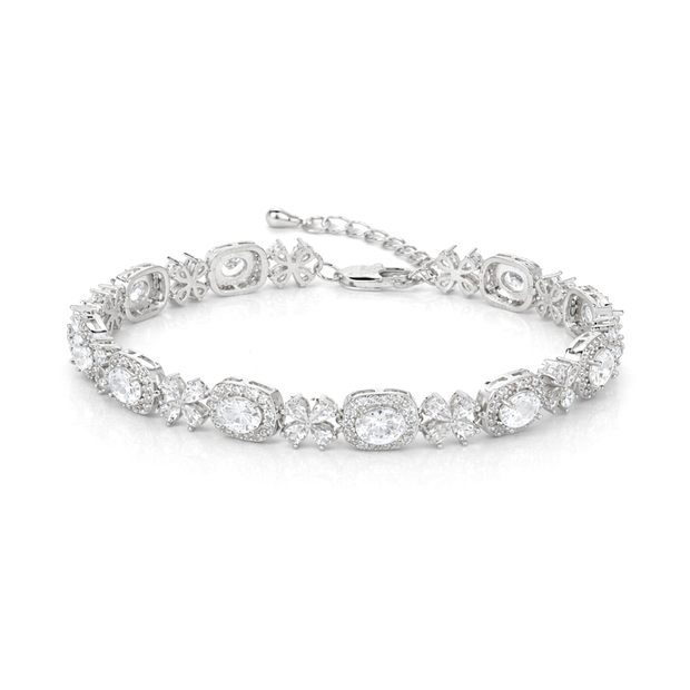 Crystal Oval Halo Tennis Bracelet
