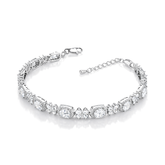 Crystal Oval Halo Tennis Bracelet