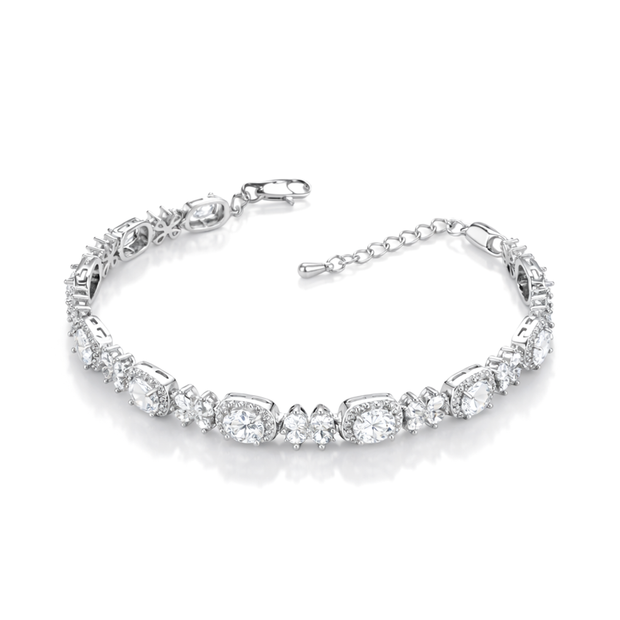 Crystal Oval Halo Tennis Bracelet