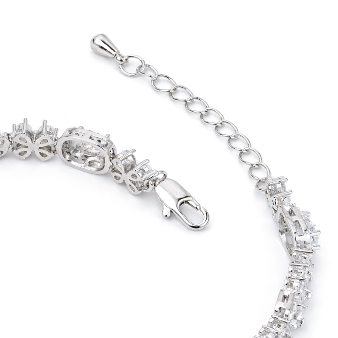 Crystal Oval Halo Tennis Bracelet