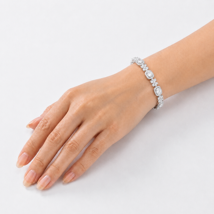 Crystal Oval Halo Tennis Bracelet