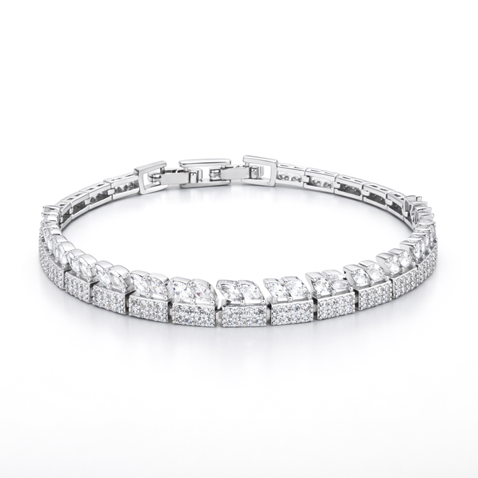 Crystal Cushion Pavé Tennis Bracelet