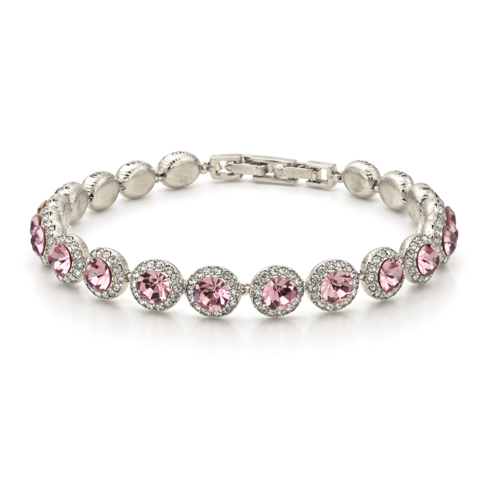 Peach Round Halo Tennis Bracelet