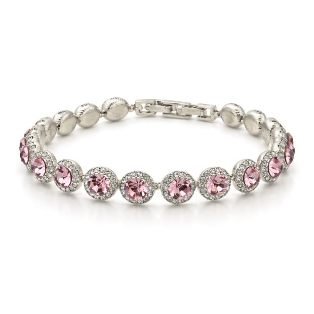 Peach Round Halo Tennis Bracelet