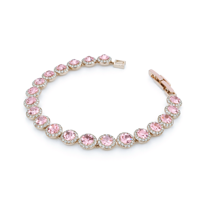 Peach Round Halo Tennis Bracelet
