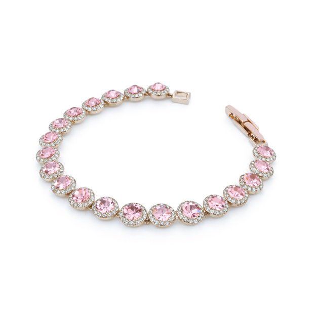 Peach Round Halo Tennis Bracelet
