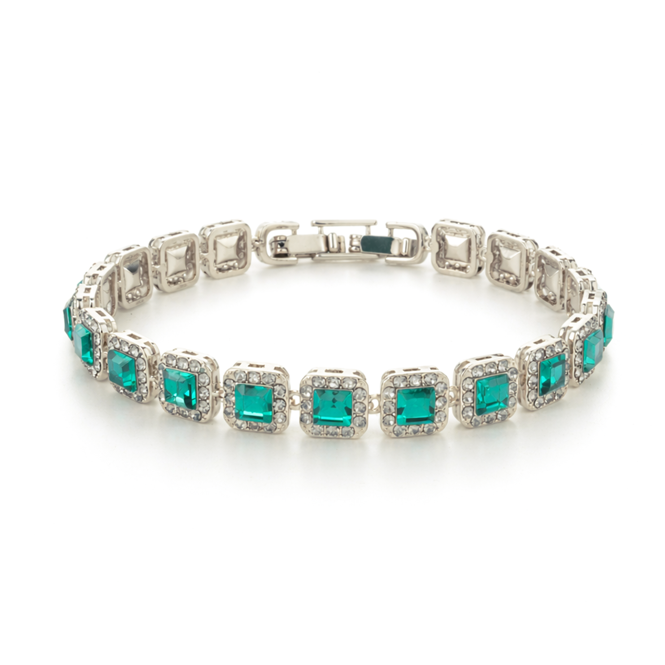 Emerald Green & Crystal Tennis Bracelet